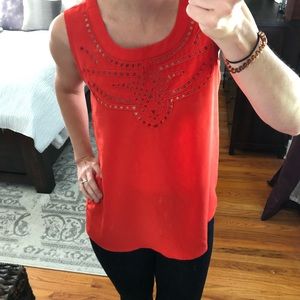 Bright Orange Tank Top with Cutouts